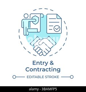 Entry and contracting soft blue concept icon Stock Vector