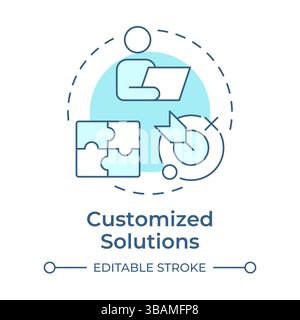Customized solutions soft blue concept icon Stock Vector