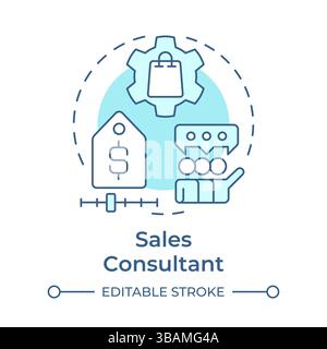 Sales consultant soft blue concept icon Stock Vector