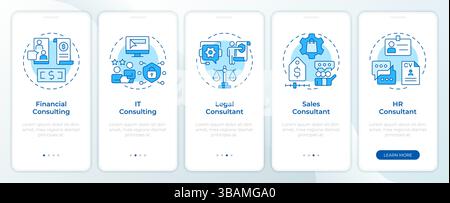 Consulting services blue onboarding mobile app screen Stock Vector