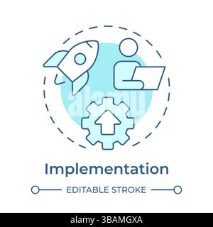 Implementation soft blue concept icon Stock Vector
