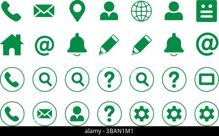 Contact Information Web Icon Set Stock Vector