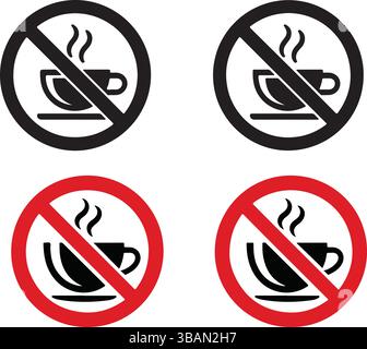 No Hot Drinks Allowed Prohibition Sign Set Stock Vector