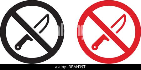 No Knife Weapon Forbidden Sign Icon Set Stock Vector