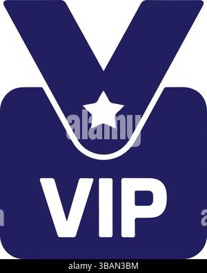 Blue VIP Badge Icon with Star Symbol Stock Vector