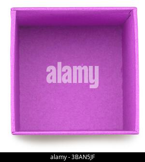 Open empty pink cardboard gift box on white background, top view. File contains clipping path. Stock Photo
