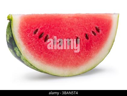 Watermelon slice with seeds isolated on white background. Clipping path. Stock Photo