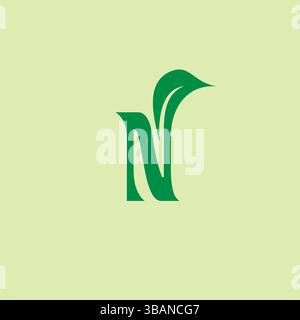 Letter N for Natural Logo Design Vector. N Leaf Organic Logo Stock Vector