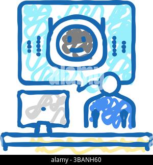 virtual chat bot icon doodle illustration Stock Vector Image & Art - Alamy