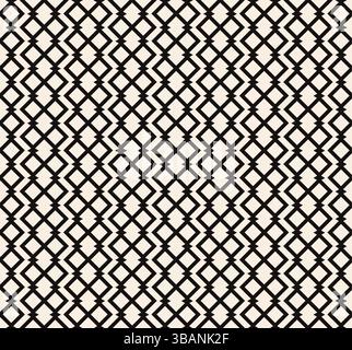 Interwined black vertical geometric rhombuses seamless pattern on beige background. Repeating beige pattern. Stock Vector