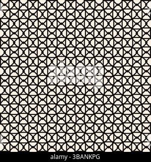 Interwined black vertical geometric lines seamless pattern on beige background. Repeating beige pattern. Stock Vector