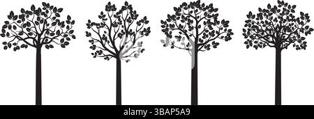 Set black trees on white background. Stock Vector