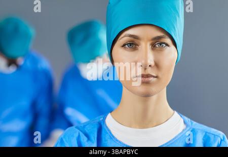 Female surgeon doctor woman professional confident portrait, surgical nurse, female anesthesiologist Stock Photo