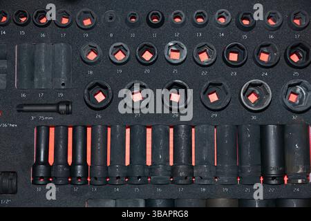 Professional set of socket wrenches with adapters. Stock Photo