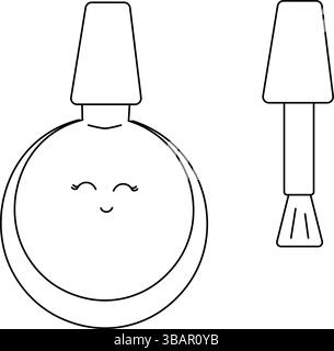 Nail polish varnish isolated. Vector graphic line illustration. Black and white kawaii icon. Banner, poster, wrapping paper, sticker, print, modern te Stock Vector