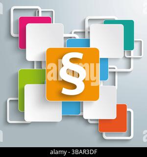 Colorful Rectangles Squares Cross Paragraph Infographic design with colorful rectangle squares and a paragraph on the grey background. Stock Photo
