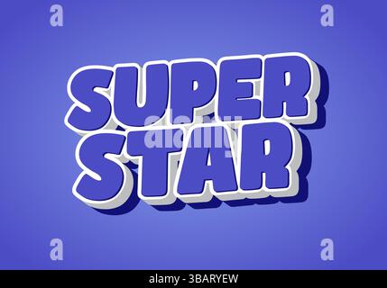 Super star. Fun cartoon font with blue background and layered shadow effect Stock Vector