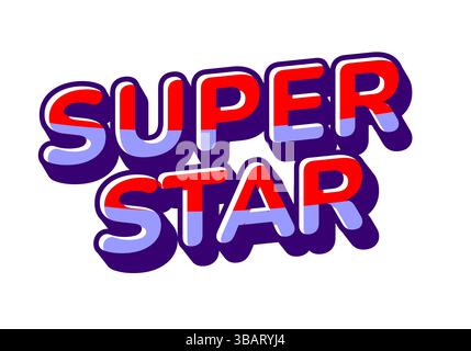 Super star. Split tone letters in red and lavender with thick shadow on white Stock Vector