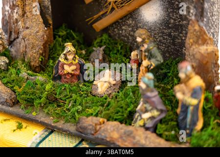Figurine of the nativity depicting the birth of Jesus Christ with Mary ...