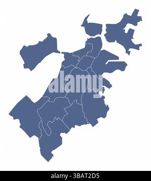 Boston city, administrative map isolated on white background, USA Stock Vector