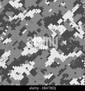 Pixel camouflage black seamless pattern graphic grunge Stock Vector