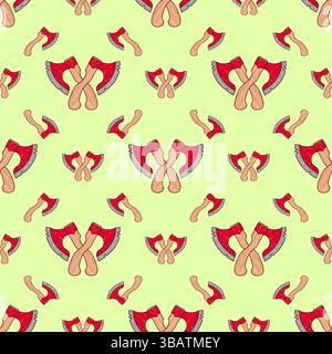 Vector seamless pattern two axes on a bright background Stock Vector