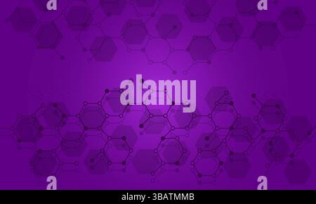 Stylish hexagonal gradient purple background with process flow chart Stock Vector