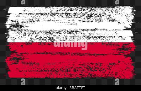 Vector Poland flag in grunge style on transparent background Stock Vector