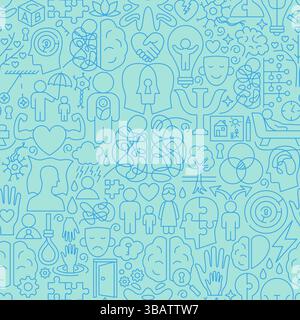 Seamless Pattern Psychology Line Stock Vector