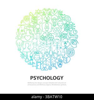 Line Psychology Circle Concept Stock Vector