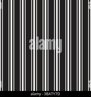 Vertical Ticking Stripes Seamless Vector Pattern Classic Elegant Black And White Background . Vector illustration Stock Vector