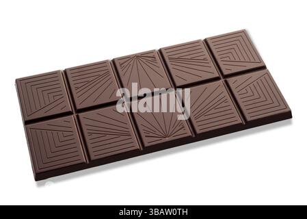Dark chocolate bar isolated on white with clipping path included Stock Photo