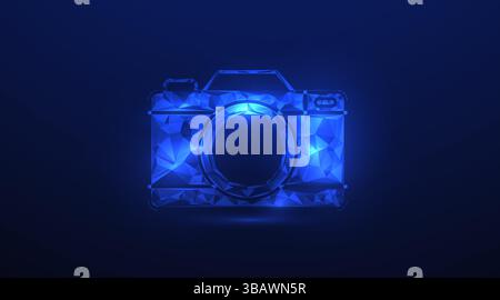 Camera Icon polygon design. Camera frame design. Camera icon from lines, triangles and particle style design. Abstract polygonal skeleton illustration Stock Vector