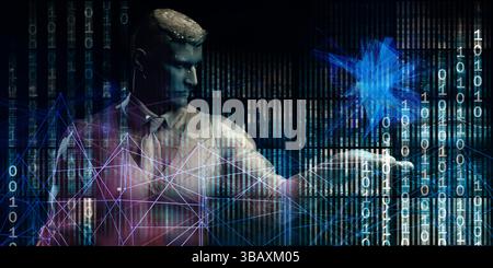 Technology Theme or Themed Background with Binary Data Stock Photo