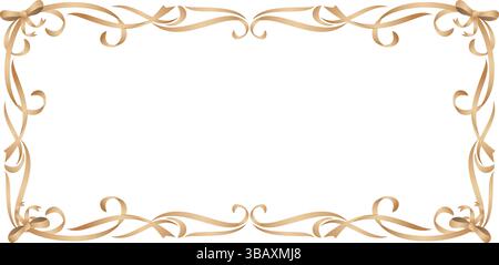 decorative golden frames with swirls and ribbons on a white background elegant element for your text, invitations and greeting cards Stock Vector