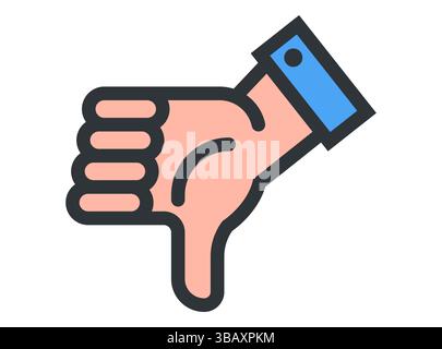 Colored dislike icon on white background. Flat illustration. Stock Vector