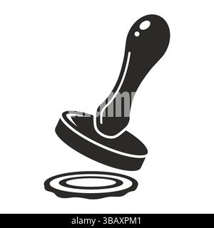 Black icon to put a stamp in a document. Wax seal. Flat illustration. Stock Vector