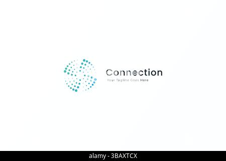 Connection Logo Network Technology Developer Business App Software with Swirl Dots Concept Stock Vector