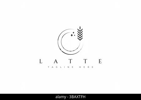 Latte Art Coffee Shop Badge Modern Abstract Retro Logo Unique Business Beverage Stock Vector