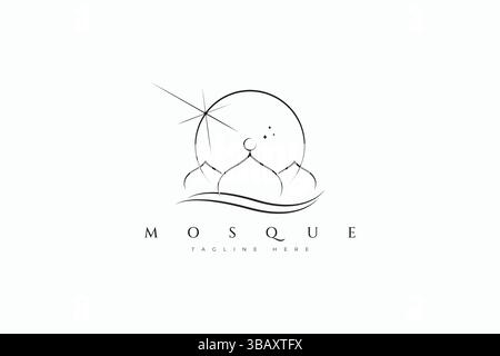 Mosque Modern Logo Template with Unique Concept Holy Night Phenomenon Abstract Illustration Stock Vector