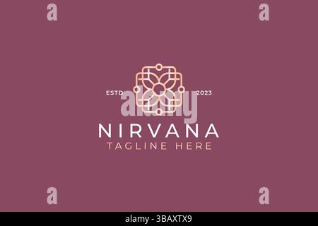 Nirvana Concept Mandala Lotus Floral Abstract Geometric Logo Business Zen, Yoga, Meditation, Beauty, Spa, Hotel and Resort Premium Brand Stock Vector