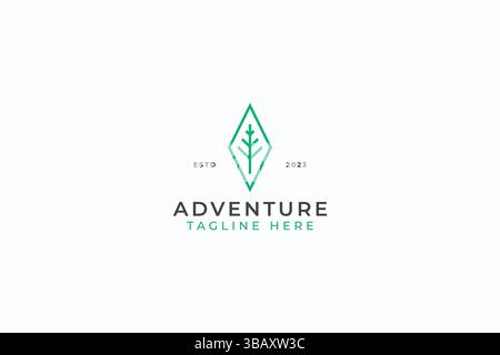Adventure Pine Tree Simple Logo Business Creative Nature Travel Wood Brand Identity Stock Vector