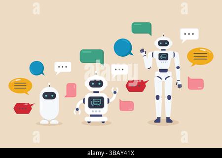 Answer questions with machine learning or ai artificial intelligence. Cyborg Technology. Vector Illustration. Stock Vector