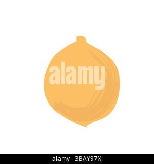 Minimalist yellow lemon illustration with soft texture and rounded shape, isolated on white background for summer or food themed design. Stock Vector