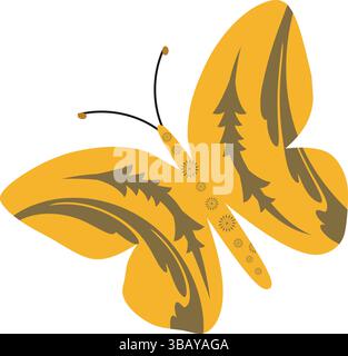 Decorative Butterfly vector with transparent background. Elegant Colorful Butterfly Sketch. Minimalist Line Art Design Featuring Artistic Insects . Stock Vector