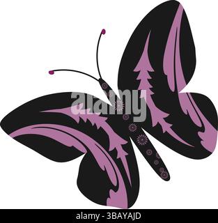 Decorative Butterfly vector with transparent background. Elegant Colorful Butterfly Sketch. Minimalist Line Art Design Featuring Artistic Insects . Stock Vector