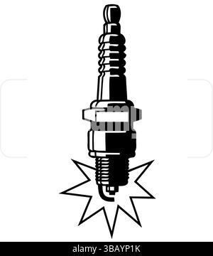 Precision Spark Plug Illustration – Detailed Blueprint for Automotive Engine Performance Stock Vector