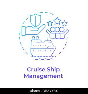 Cruise ship management blue gradient concept icon Stock Vector