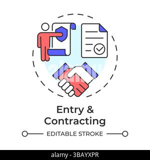 Entry and contracting multi color concept icon Stock Vector