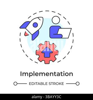 Implementation multi color concept icon Stock Vector